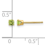 14k Round Gemstone Post Earrings - 14k Yellow Gold / Peridot / 3 mm