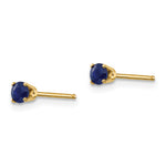 14k Round Gemstone Post Earrings - 14k Yellow Gold / Sapphire / 3 mm
