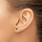 14k Round Gemstone Post Earrings - 14k Yellow Gold / Sapphire / 3 mm