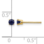 14k Round Gemstone Post Earrings - 14k Yellow Gold / Sapphire / 3 mm