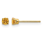 14k Round Gemstone Post Earrings - 14k Yellow Gold / Citrine / 3 mm