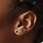 14k Round Gemstone Post Earrings - 14k Yellow Gold / Garnet / 4 mm
