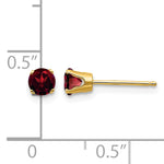 14k Round Gemstone Post Earrings - 14k Yellow Gold / Garnet / 4 mm