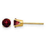 14k Round Gemstone Post Earrings - 14k Yellow Gold / Garnet / 4 mm