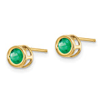 14k Bezel Stud Earrings - 14k Yellow Gold / Emerald / 4 mm