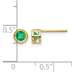 14k Bezel Stud Earrings - 14k Yellow Gold / Emerald / 4 mm