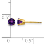 14k Round Gemstone Post Earrings - 14k Yellow Gold / Amethyst / 4 mm