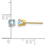 14k Round Gemstone Post Earrings - 14k Yellow Gold / Aquamarine / 4 mm