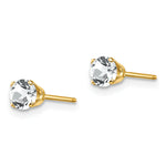 14k Round Gemstone Post Earrings - 14k Yellow Gold / Topaz (White) / 4 mm