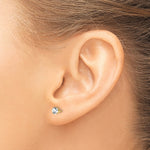 14k Round Gemstone Post Earrings - 14k Yellow Gold / Topaz (White) / 4 mm