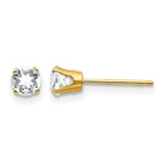 14k Round Gemstone Post Earrings - 14k Yellow Gold / Topaz (White) / 4 mm