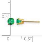 14k Round Gemstone Post Earrings - 14k Yellow Gold / Emerald / 4 mm
