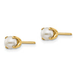 14k Round Gemstone Post Earrings - 14k Yellow Gold / Pearl / 4 mm