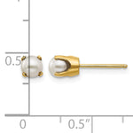 14k Round Gemstone Post Earrings - 14k Yellow Gold / Pearl / 4 mm