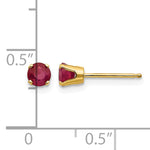 14k Round Gemstone Post Earrings - 14k Yellow Gold / Ruby / 4 mm