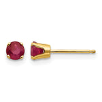 14k Round Gemstone Post Earrings - 14k Yellow Gold / Ruby / 4 mm