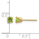 14k Round Gemstone Post Earrings - 14k Yellow Gold / Peridot / 4 mm