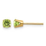 14k Round Gemstone Post Earrings - 14k Yellow Gold / Peridot / 4 mm