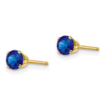 14k Round Gemstone Post Earrings - 14k Yellow Gold / Sapphire / 4 mm