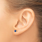 14k Round Gemstone Post Earrings - 14k Yellow Gold / Sapphire / 4 mm