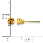 14k Round Gemstone Post Earrings - 14k Yellow Gold / Citrine / 4 mm