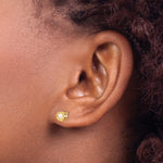 14k Bezel Stud Earrings - 14k Yellow Gold / Pearl / 3.50 mm