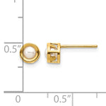 14k Bezel Stud Earrings - 14k Yellow Gold / Pearl / 3.50 mm