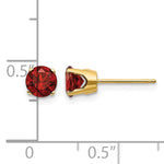 14k Round Gemstone Post Earrings - 14k Yellow Gold / Garnet / 5 mm