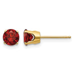 14k Round Gemstone Post Earrings - 14k Yellow Gold / Garnet / 5 mm