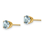 14k Round Gemstone Post Earrings - 14k Yellow Gold / Aquamarine / 5 mm