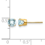 14k Round Gemstone Post Earrings - 14k Yellow Gold / Aquamarine / 5 mm