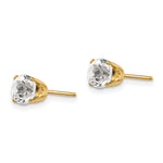 14k Round Gemstone Post Earrings - 14k Yellow Gold / Topaz (White) / 5 mm