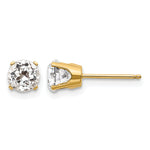 14k Round Gemstone Post Earrings - 14k Yellow Gold / Topaz (White) / 5 mm