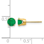 14k Round Gemstone Post Earrings - 14k Yellow Gold / Emerald / 5 mm