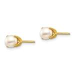 14k Round Gemstone Post Earrings - 14k Yellow Gold / Pearl / 4.5 mm