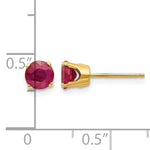14k Round Gemstone Post Earrings - 14k Yellow Gold / Ruby / 5 mm