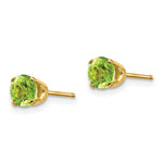 14k Round Gemstone Post Earrings - 14k Yellow Gold / Peridot / 5 mm