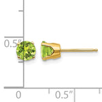 14k Round Gemstone Post Earrings - 14k Yellow Gold / Peridot / 5 mm