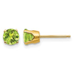 14k Round Gemstone Post Earrings - 14k Yellow Gold / Peridot / 5 mm