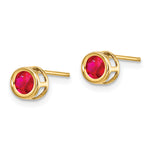 14k Bezel Stud Earrings - 14k Yellow Gold / Ruby / 4 mm