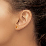 14k Round Gemstone Post Earrings - 14k Yellow Gold / Citrine / 5 mm