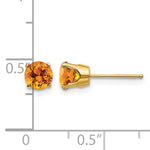 14k Round Gemstone Post Earrings - 14k Yellow Gold / Citrine / 5 mm