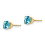 14k Round Gemstone Post Earrings - 14k Yellow Gold / Topaz (Swiss Blue) / 5 mm