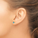 14k Round Gemstone Post Earrings - 14k Yellow Gold / Topaz (Swiss Blue) / 5 mm