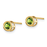 14k Bezel Stud Earrings - 14k Yellow Gold / Peridot / 4 mm