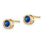 14k Bezel Stud Earrings - 14k Yellow Gold / Sapphire / 4 mm