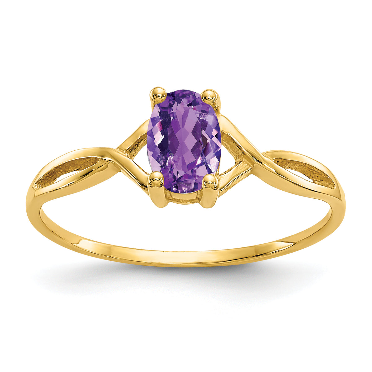 Gemstone Birthstone Ring - 14k Yellow Gold / Amethyst