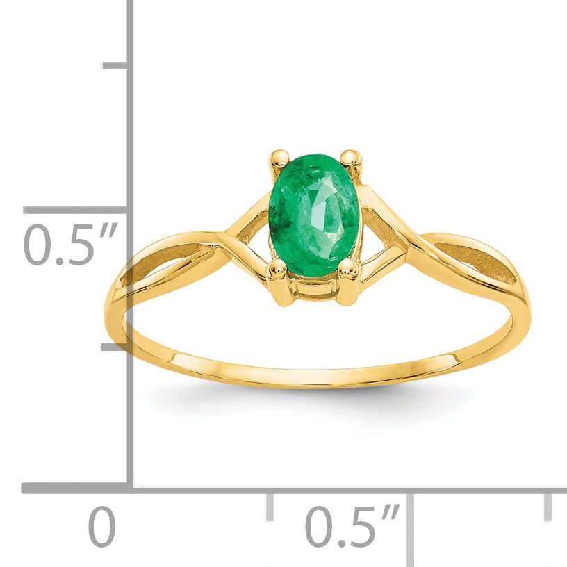 Gemstone Birthstone Ring - 14k Yellow Gold / Emerald