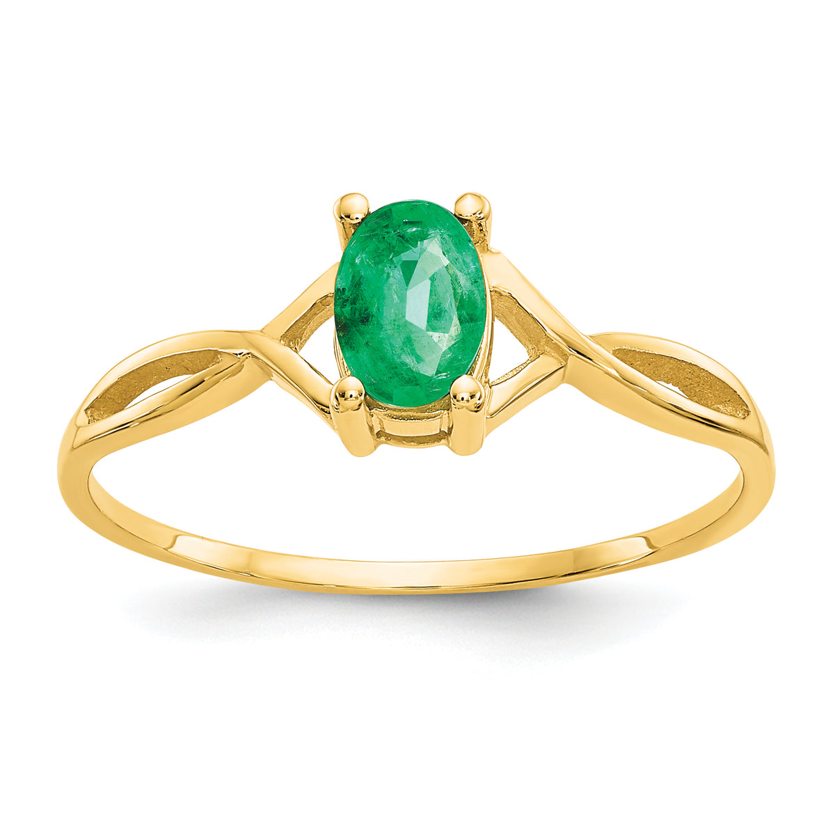 Gemstone Birthstone Ring - 14k Yellow Gold / Emerald