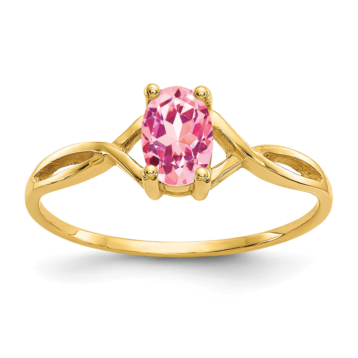 Gemstone Birthstone Ring - 14k Yellow Gold / Tourmaline (Pink)